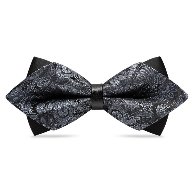 Men's Stalish Paisley Double Layers Pionted Bow Tie