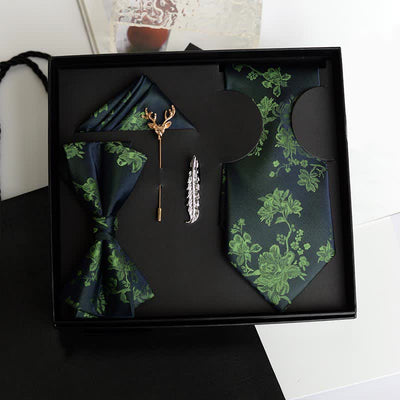 5Pcs Men's Iris Pttern Fashion Wedding Bow Ties Gift Box
