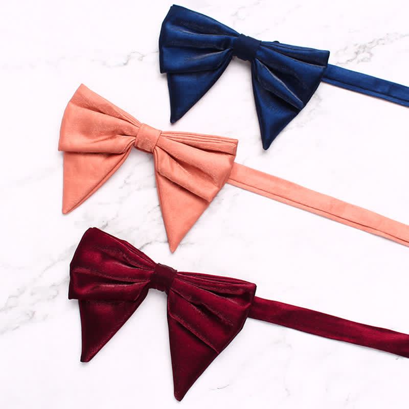 Men's Gloss Fabric Double Layered Oversized Pointed Bow Tie