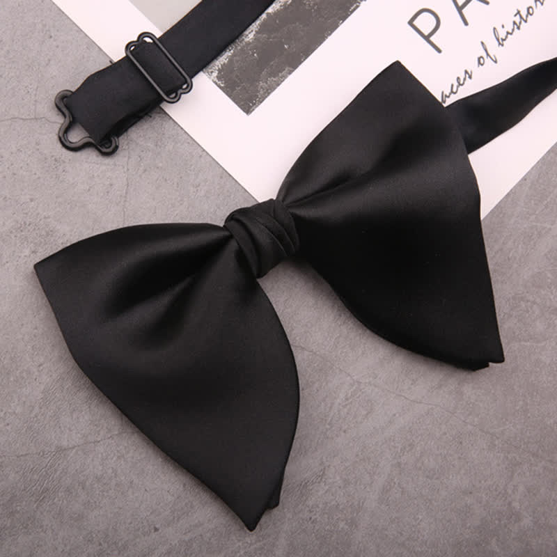 Men's British Style Solid Color Oversized Pointed Bow Tie