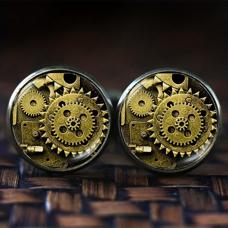 Men's Steampunk Glass Dome Shirt Cufflinks