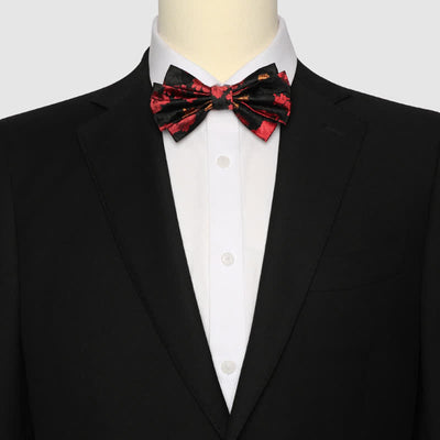 Men's Black & Red Falling Floral Bow Tie