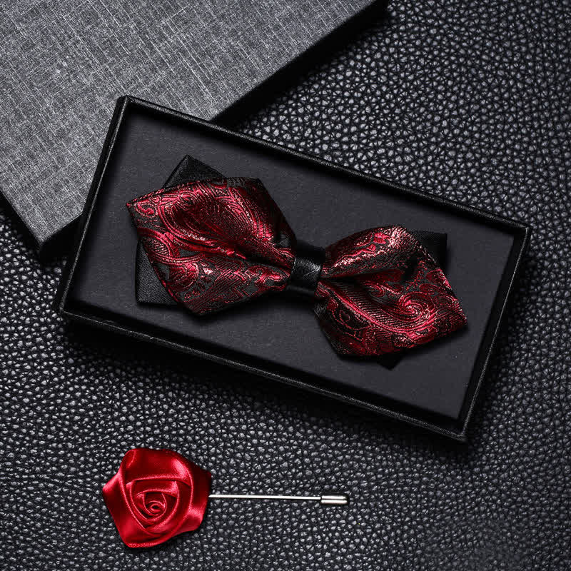 2Pcs Men's Vintage Double Pointy Wedding Bow Tie Set