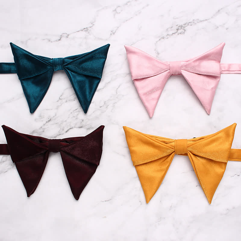 Men's Glossing Folded Design Oversized Pointed Bow Tie