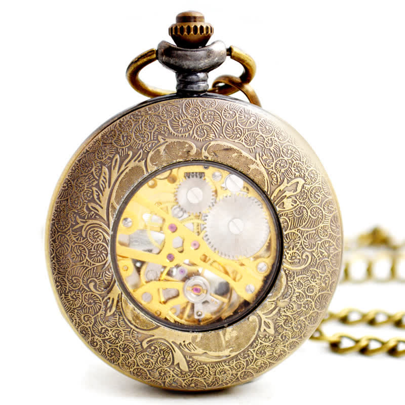 Steampunk Gears Roman Numerals Mechanical Pocket Watch