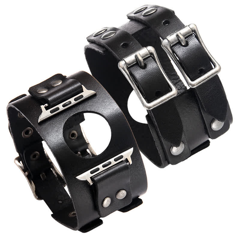 Stylish Double Strap Genuine Leather Watch Band