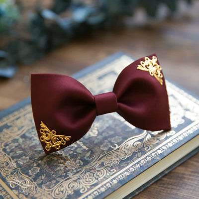 Men's Golden-Tipped Metal Wedding Bow Tie