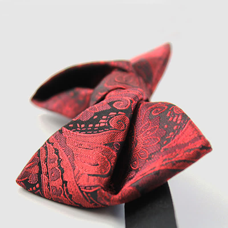 Men's Elegant British Style Burgundy Paisley Bow Tie