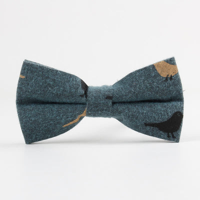 Men's Lovely Birds Feather Printed Cotton Bow Tie