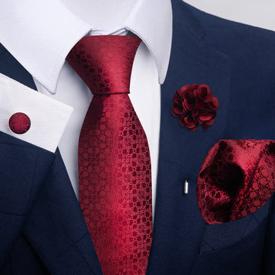 4Pcs Men's Attractive Bright Red Series Necktie Set