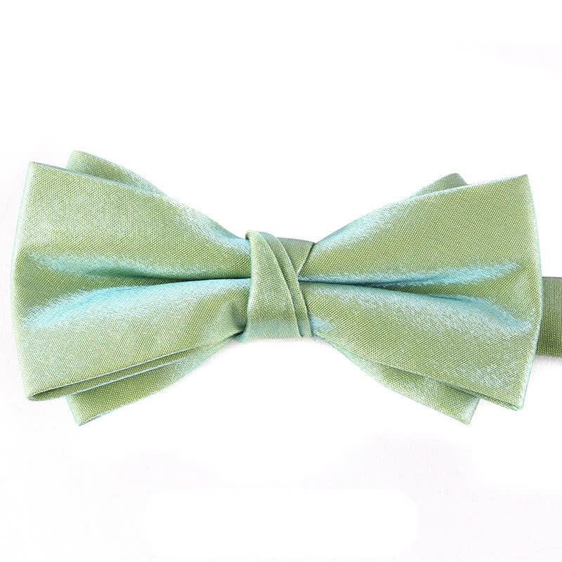 Men's Gloss Double Layer Solid Color Bow Tie