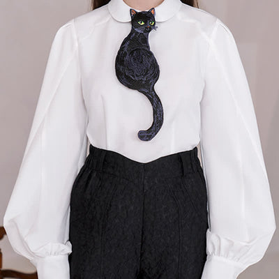 Women's Cool Black Cat Zipper Necktie