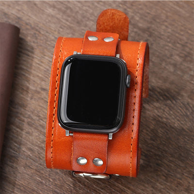Ring Decor Genuine Leather Smart Watch Band