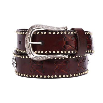 Weatern Style Five-Pointed Star Rivets Leather Belt