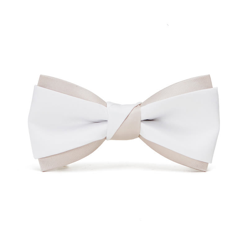 Men's Gentle Pink & White Double Layered Bow Tie