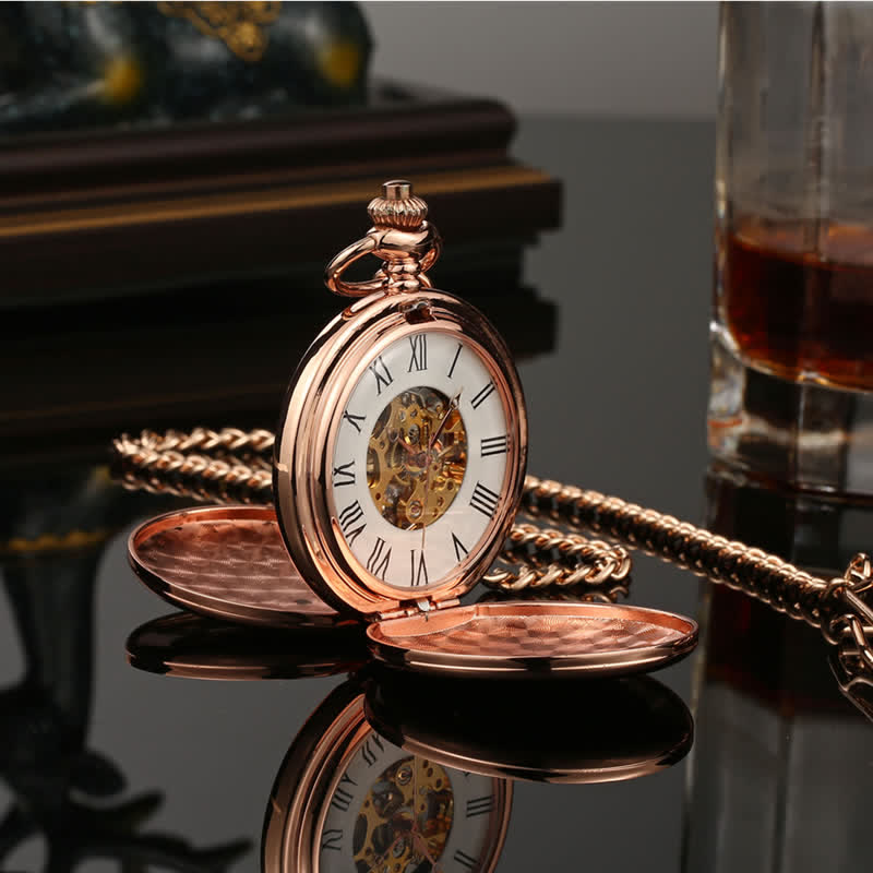 Casual Double Hunter Case Mechanical Pocket Watch