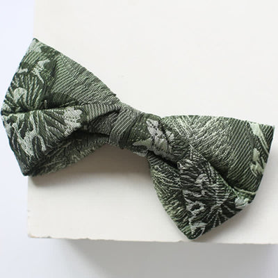 Men's Quiet Peaceful MediumSeaGreen Floral Bow Tie