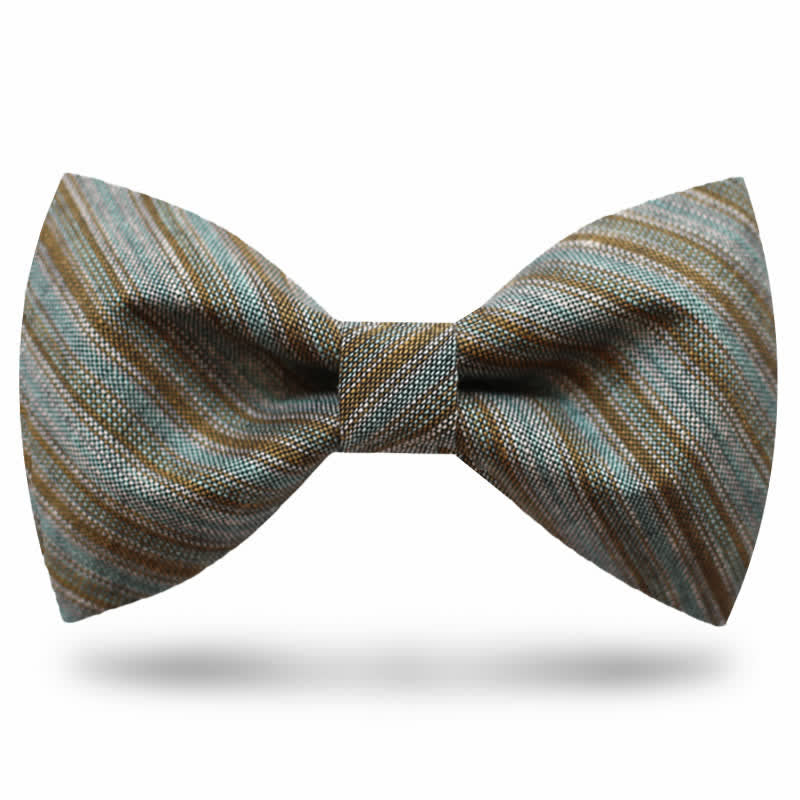 Men's Coffee Green Neutral Striped Bow Tie