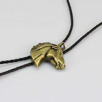 Stereoscopic Horse Head Cowboy Leather Bolo Tie