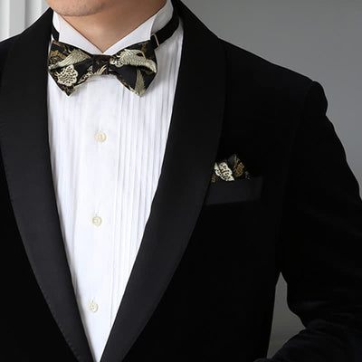 Men's Golden Crane Jacquard Luxury Bow Tie