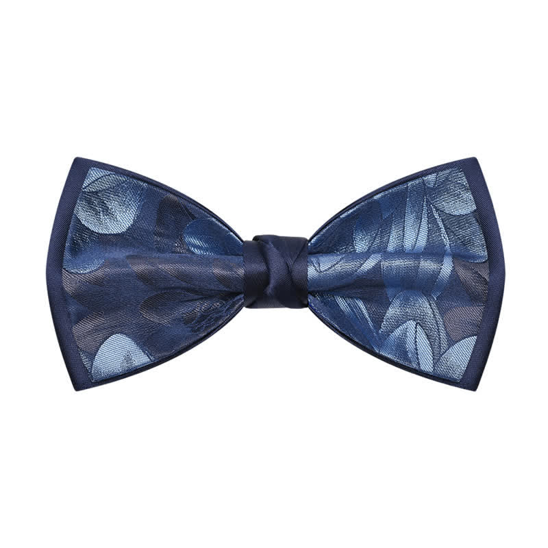 Men's Elegant Navy Blue Floral Pattern Bow Tie