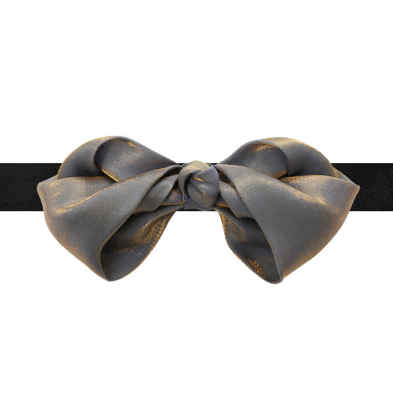 Men's Shining Gray Unique Folded Shape Bow Tie