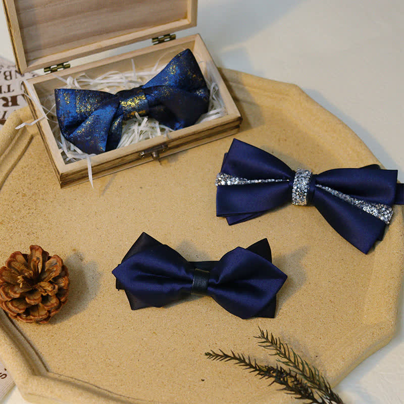 Gentlemanlike Royal Rhinestone Navy Bow Ties Bundle Set