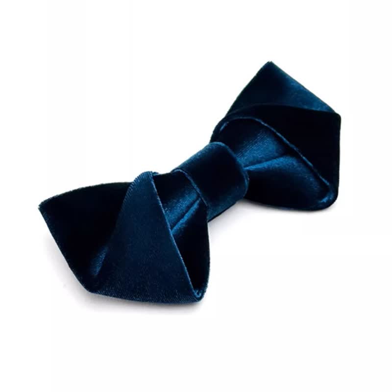 Men's Blue Series Solid Color Velvet Bow Tie