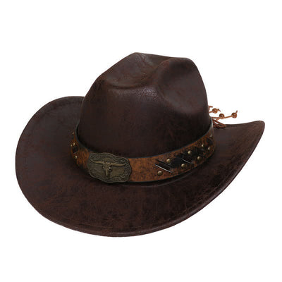 Longhorn Bull Vintage Imitation Leather Crack Cowboy Hat