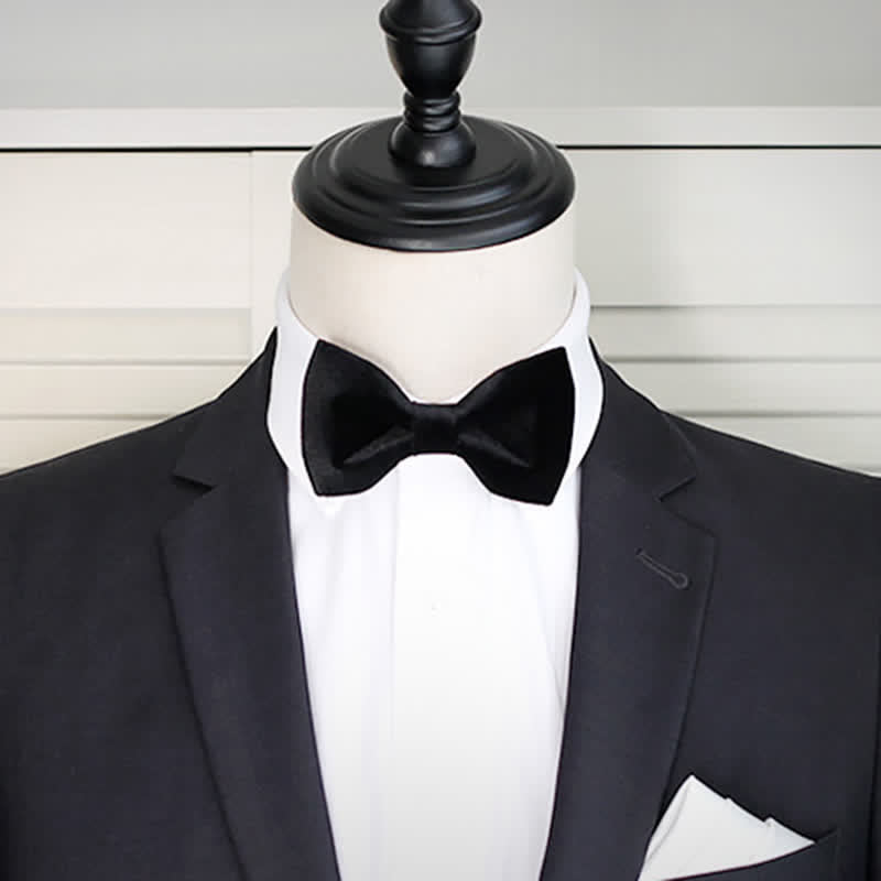 Men's Noble Solid Black Velvet Wedding Bow Tie