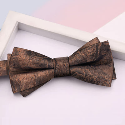 3Pcs Men's Vintage Bronze Flower BowTie Necktie Set