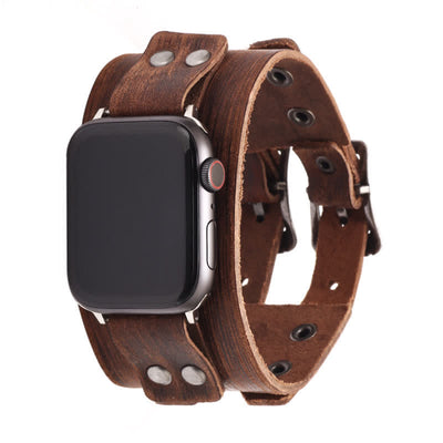 Stylish Double Strap Genuine Leather Watch Band