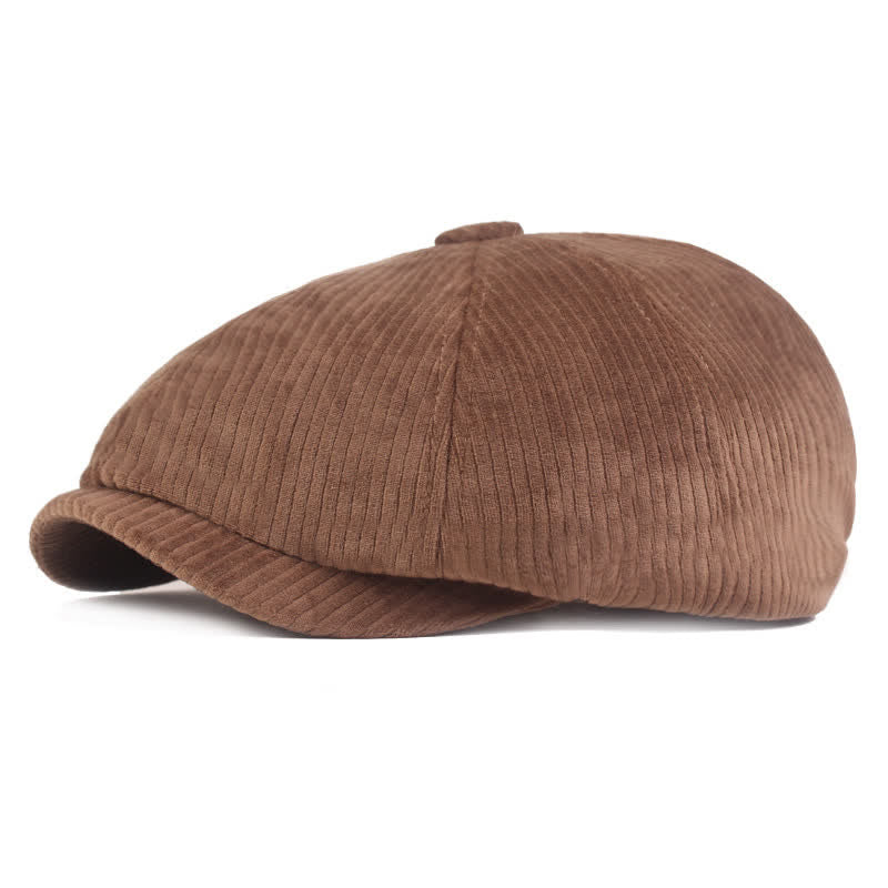 Corduroy Stripe Short Visor Beret Hat