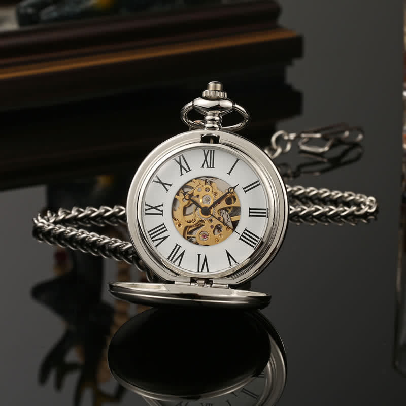 Casual Double Hunter Case Mechanical Pocket Watch