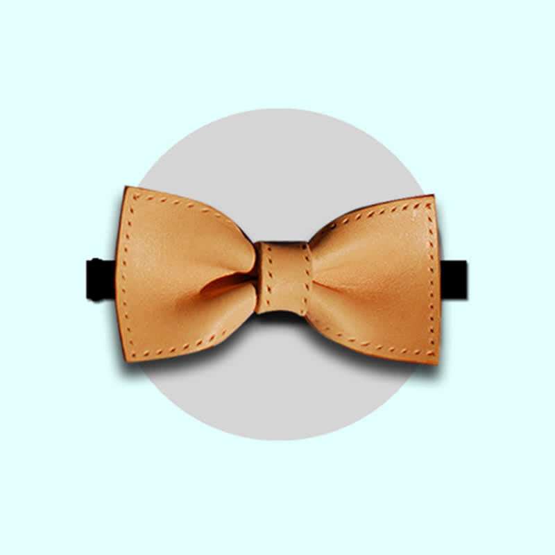 Men's Personalized Plant Tanned Leather Bow Tie