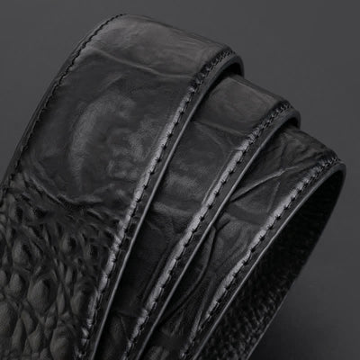 Men's Round Wolf Rhinestone Automatic Buckle Leather Belt