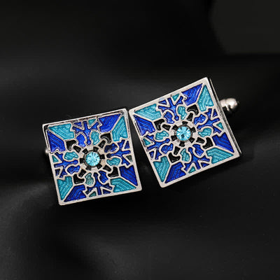 Men's Classic Blue Enamel Snowflake Cufflinks