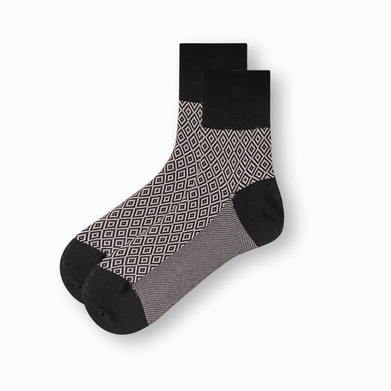 Men's Casual Black & White Mercerized Cotton Socks