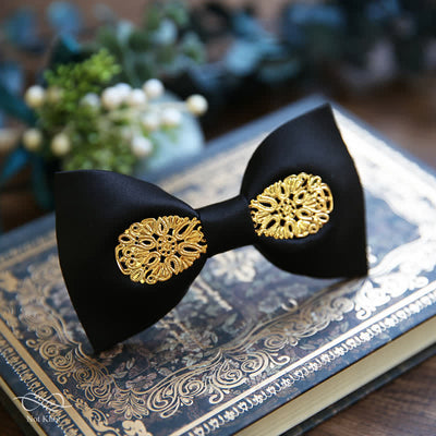 Men's Golden-Tipped Metal Wedding Bow Tie