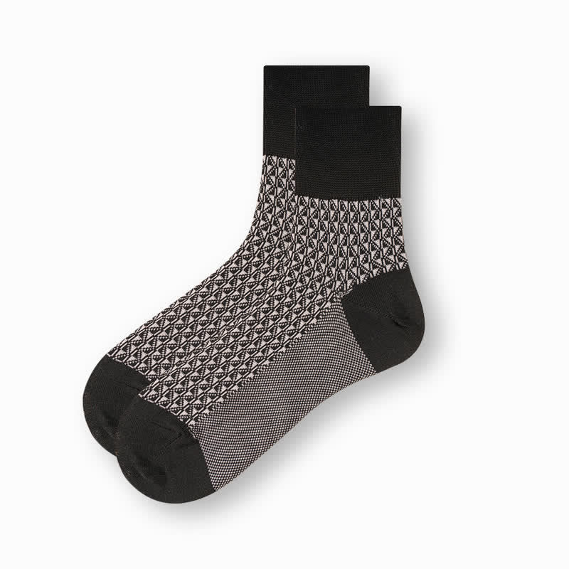 Men's Casual Black & White Mercerized Cotton Socks