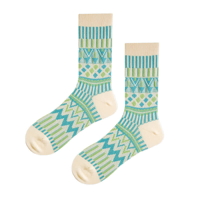 Colored Tribal-Like Pattern Cotton Socks