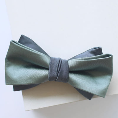 Men's Gray-Blue Pale Green Double Layered Bow Tie