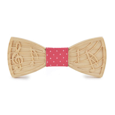 Men's Novelty Music Engraving Wooden Bow Tie