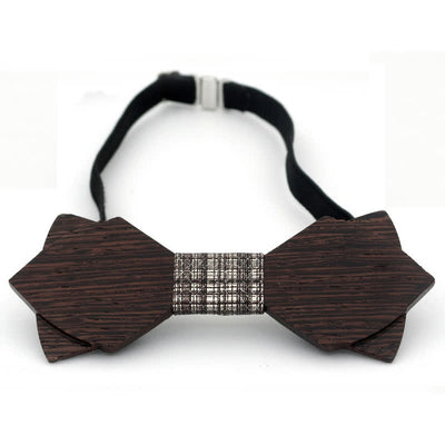 Men's Classic Vintage Double Layered Wooden Bow Tie