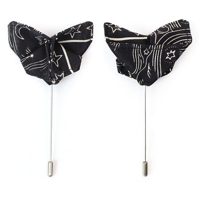 Men's Black Sun Moon Stars Pattern Bow Tie