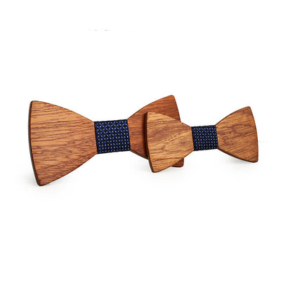 2Pcs Men's Parent-child Natural Solid Wooden Bow Tie Set