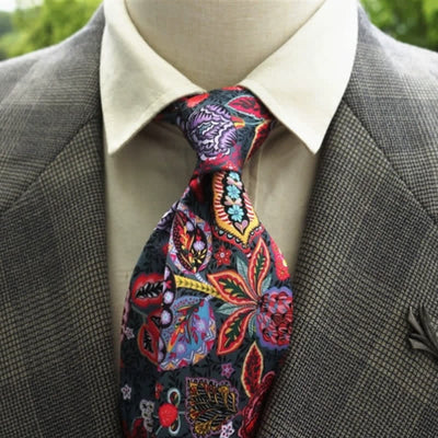 Men's Fantastic Flower Pattern Boho Necktie