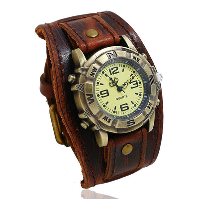 Men's Punk Retro Fashion Cuff Leather Watch