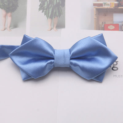 Men's Casual Solid Color Double Layered Pointed Bow Tie