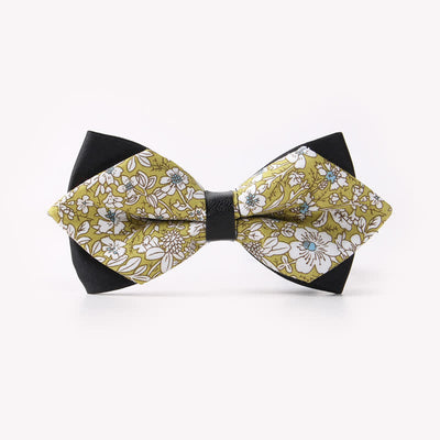 Men's Floral Double Layers Pointed Cotton Bow Tie